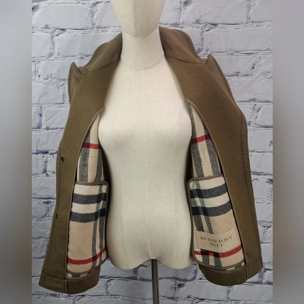 Burberry Women's Pea Coat Winter Jacket Wool Toggle Duffle Double Breasted 2 US - Picture 15 of 16